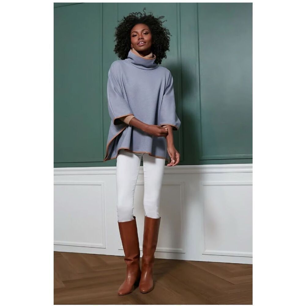 Tuckernuck Pancho leather trim funnel trim piper gray OS